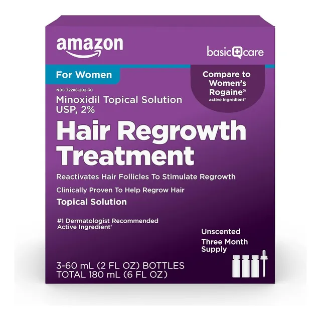 Solución Tópica De Minoxidil 2% Para Mujeres, Amazon Basic C