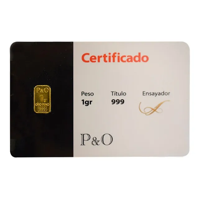 Lingote De Oro 1 Gr 24 Kts Pureza(999).