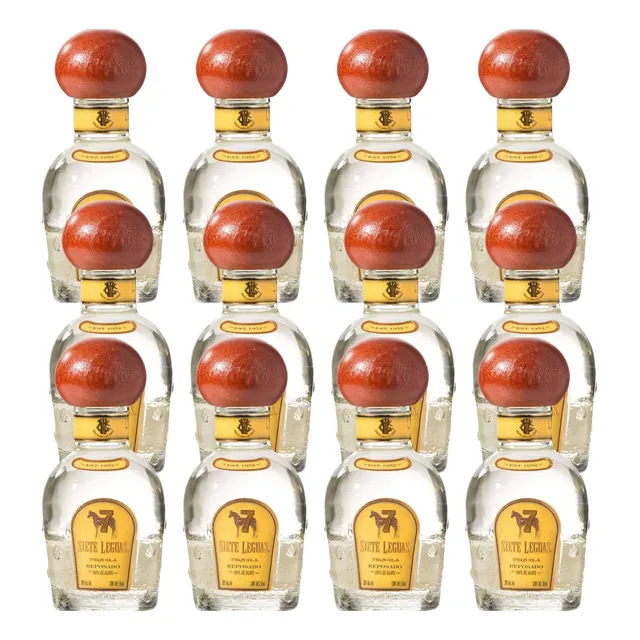 Tequila 7 Leguas Reposado Mini 50 Ml Pack De 12 Pz