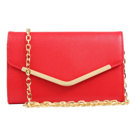 Bolso De Vela De Color Rojo Envolvente Con Cadena 41pgm