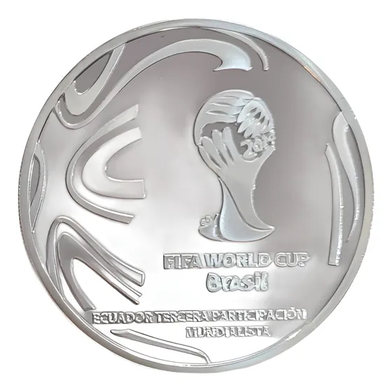 Moneda Ecuador Copa Mundial Futbol Fifa Brasil 2014 Plata