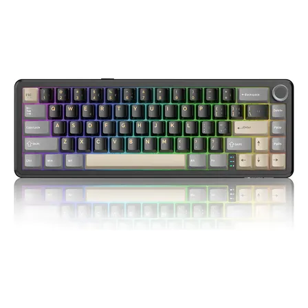 Teclado Mecânico Gamer Attackshark X66 Tri-mode 65% Hot Swap Preto Estrelado Português Brasil