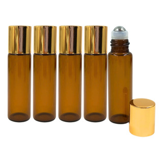 1 Funil + 10 Frascos Vidro Ămbar De 5ml Rollon Tampa Dourada 1 Funil + 10 Frascos Vidro Ămbar De 5ml Rollon Tampa Dourada
