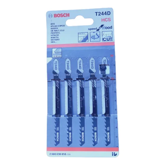 Pack 5 Hojas Para Caladora Marca Bosch T244d Corte Rápido