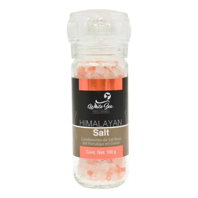 Sal Himalaya Grano White Sea en Molinillo de Vidrio Plástico 100g