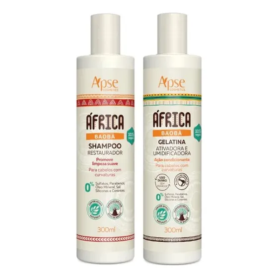 Apse África Baobá Kit Com Shampoo E Gelatina 300ml Cachos