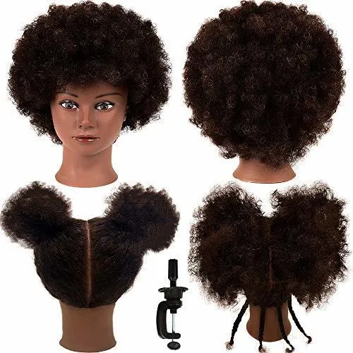 Maniqui Cabeza Cabello Natural Marrón 22 Cm N2 Marrón Oscuro