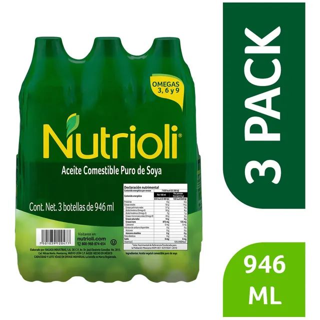 Aceite de Soya Nutrioli 946ml 3 Piezas