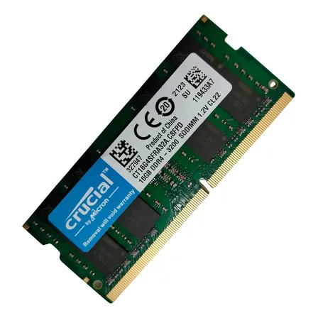 Memória Ram Notebook Ddr4 3200mhz 16gb Cl22 Color Verde Crucial Ct16g4sfra32a Sodimm