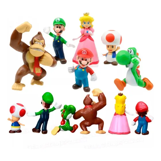 Bonecos Super Mario Bros Kit Com 6 Personagens Em Miniatura