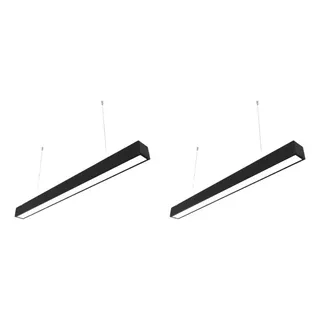 Kit 2 Pendente Linear Branco/preto Retangular Led Integrado Kit 2 Pendente Linear Branco/preto Retangular Led Integrado
