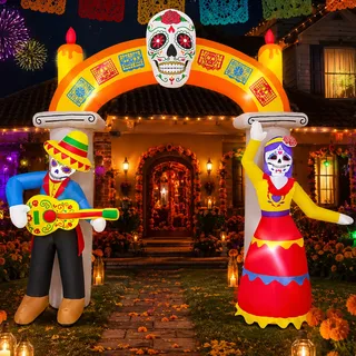 2.75m Arco Inflable De Día De Muertos Con Calavera Catrina