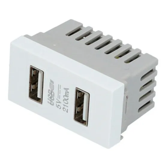 Módulo Usb Doble Blanco 1/3 Incluye Tornillos P617b Surtek