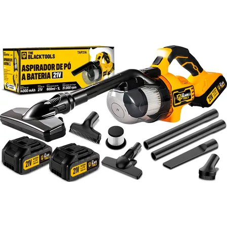 Aspirador De Pó Sem Fio Vertical Compacto C/ 2 Baterias 21v Amarelo E Preto 127/220v