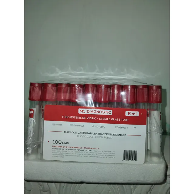 Tubo Estéril De Vidrio Para Extracción De Sangre