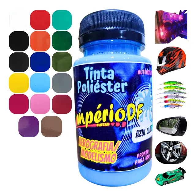 Tinta Automotiva Poliéster Aerografo 100ml - Cores Lisas