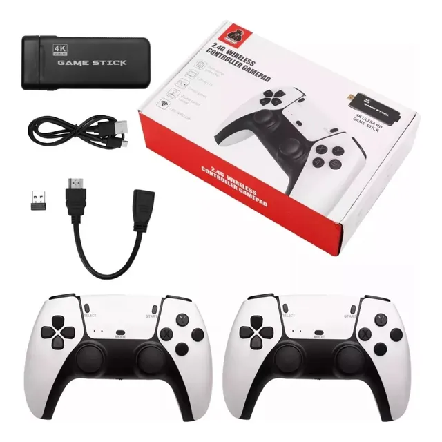 Video Gamer Stick 4k M8pro Juego 2 Controles Para Televisión Blanco