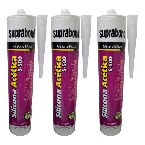 Silicona Acética Transparente 280ml Suprabond Serie 500 X 3u