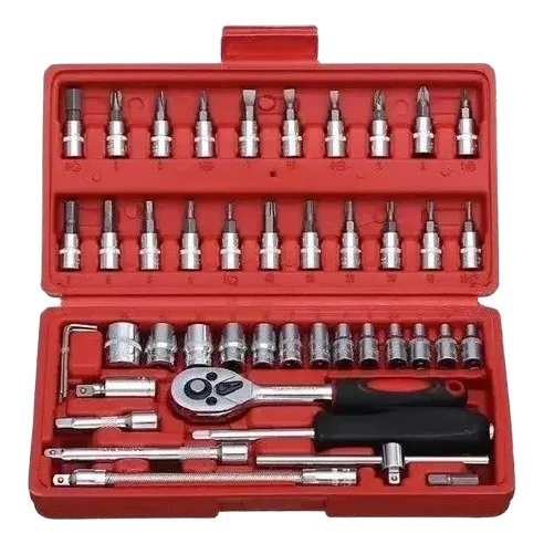 Juego De Herramientas Mecánicas Dados Llaves Acero 46 Pcs