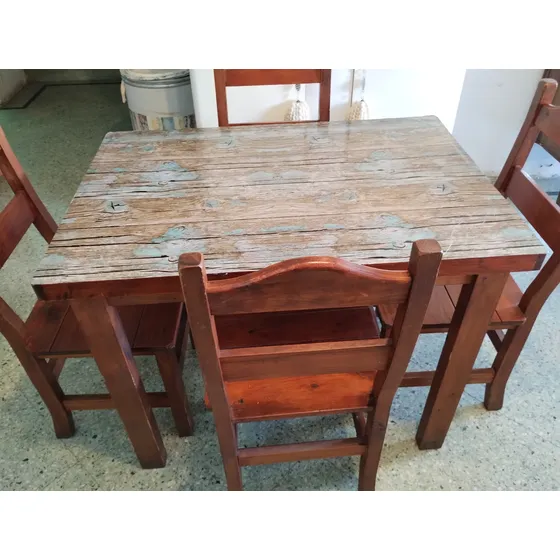 Mesa Y Sillas De Pino Macizo