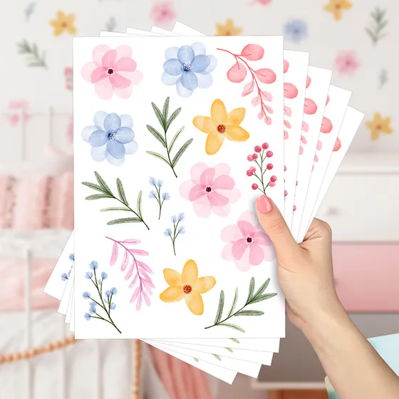 Adesivo Vinil Decorativo Ramos Flores Delicadas Autocolante