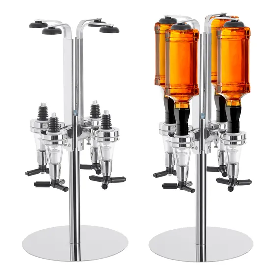 Porta Bebidas Dispenser Dosador Giratório 4 Garrafas Inox