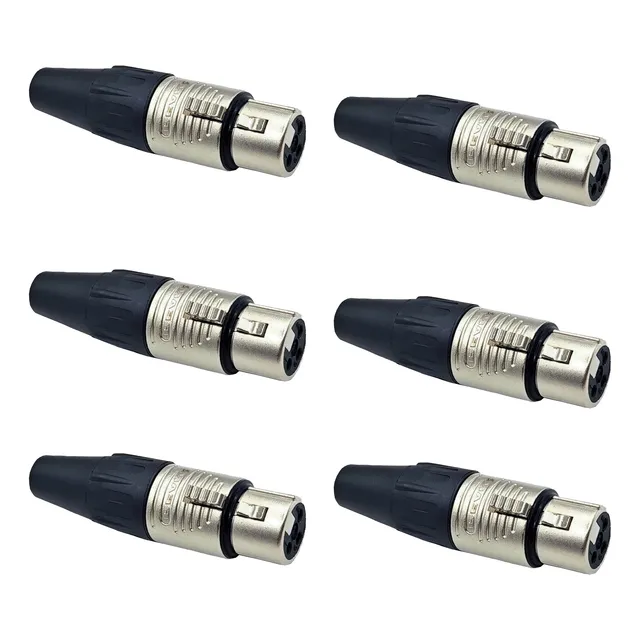 Paq. 6 Pzas. De Plug Xlr Hembra 3 Pines En Niquel Rean Rc3f(