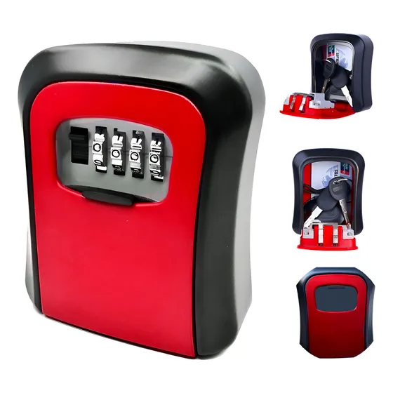 Caja De Seguridad Fuerte Metálica Para Llave Con Clave Color Rojo
