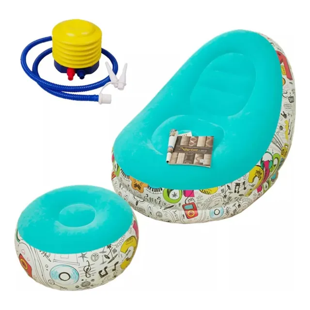 Sofá Tumbona Silla Inflable Reposa Pies Puff  Y Inflador