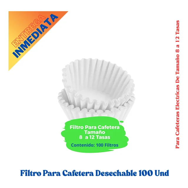 Filtros De Cafe Desechables Para Cafeteras Paquete 100 Unds