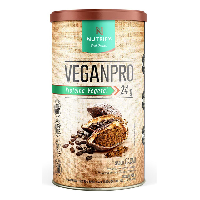 Nutrify Veganpro Pó 450g - Proteína Vegetal - Sem Glúten E Lactose - Cacau Em Pó Nutrify Veganpro Pó 450g - Proteína Vegetal - Sem Glúten E Lactose - Cacau Em Pó
