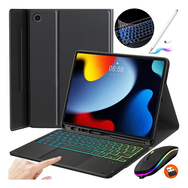 Funda Teclado Táctil+ Mouse+ Lapiz P/ iPad 987 Gen. 10.2'' Ñ