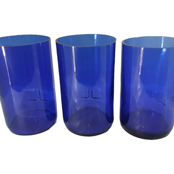 Vasos Azules Hecho De Botellas De Vidrio Recicladas Pack X 6