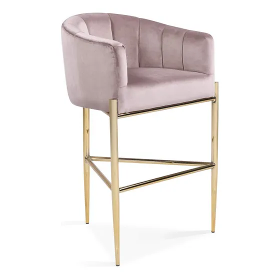 Taburete Bar Tapizado Terciopelo Diseño Concha 3 Pata Tono