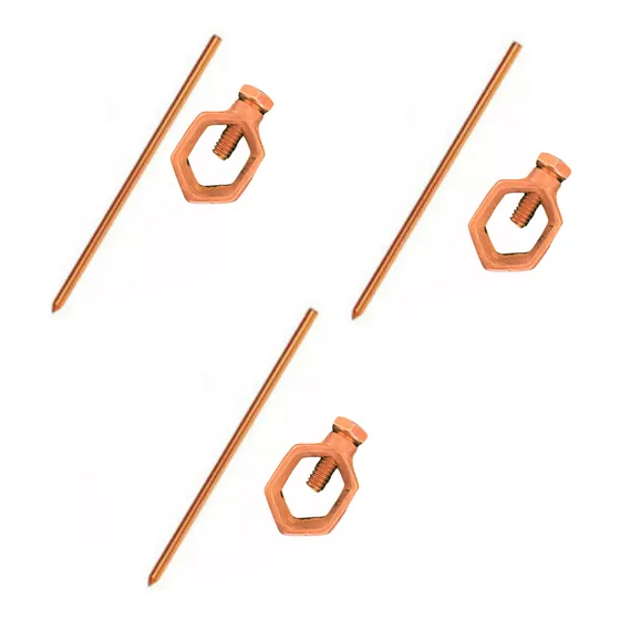 3 Kit Haste Aterramento Cobre 1,20mts 10mm C/  3 Conector