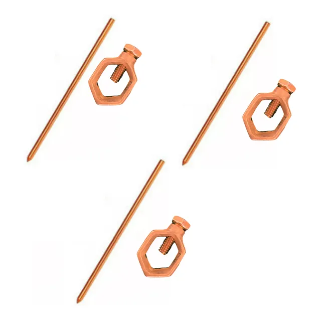 3 Kit Haste Aterramento Cobre 1,20mts 10mm C/  3 Conector