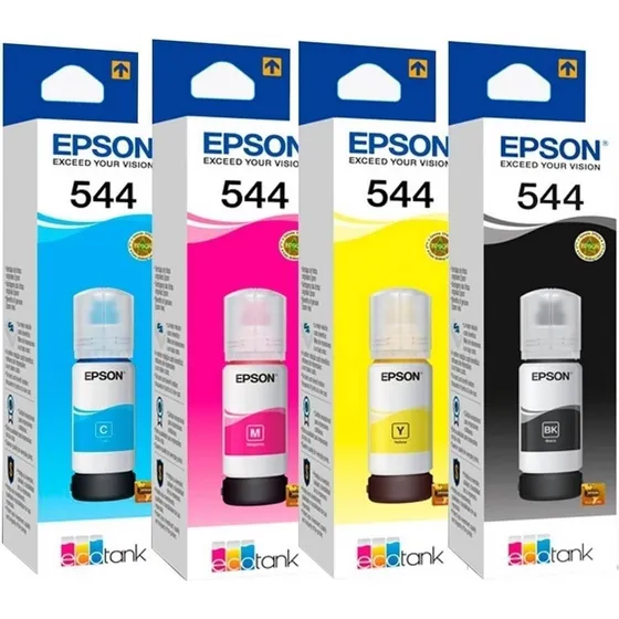 Kit 04 Tinta Epson L3150 T544 L3250 L3210 L1250 Tinta Preto - Ciano - Magenta - Amarelo