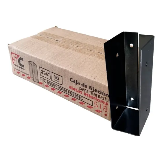 10 Cajas Fijación Entera Para Tirante De Madera 2x6 Techos