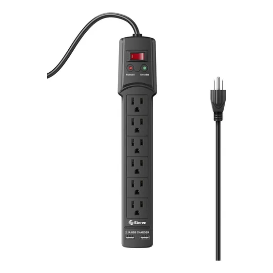 Multicontacto De 6 Salidas Y Doble Cargador Usb | 905-3005
