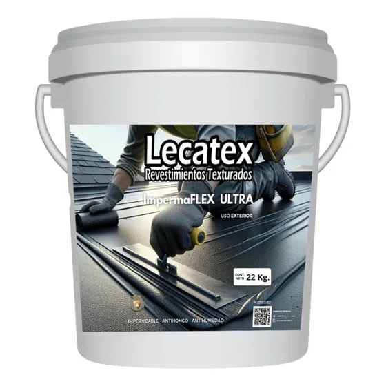 Membrana de Caucho Lecatex, techos Pisos 22 Kilos Acabado Mate Color Negro