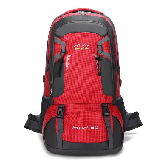 Mochila Masculina Cargueira Bolsa 60 Litros Grande Reforçada Cor Vermelho Desenho Do Tecido Liso Com Costuras E Acabamentos Reforçados TokShop Deportiva