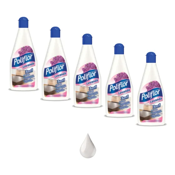 Lustra Móveis Lavanda Poliflor Frasco 200ml Kit 5