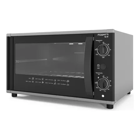 Forno Elétrico De Bancada 48 Litros Fogatti Top 48 Black Cor Preto 127v