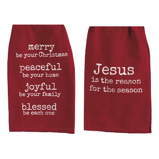 2 Toalla Cocina Color Rojo Blanco Texto Ingl  Merry Be