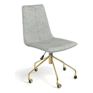 Silla Ejecutiva Pemberly Row Tela Gris Base Dorada Ajustable