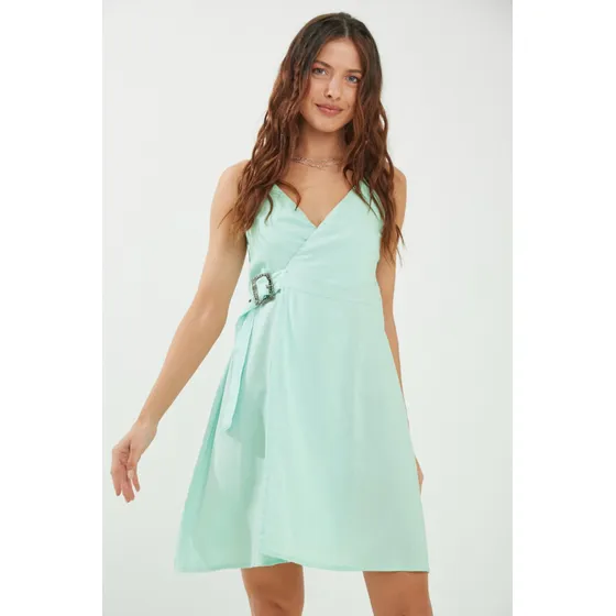 Vestido De Lino Hebilla Rimmel