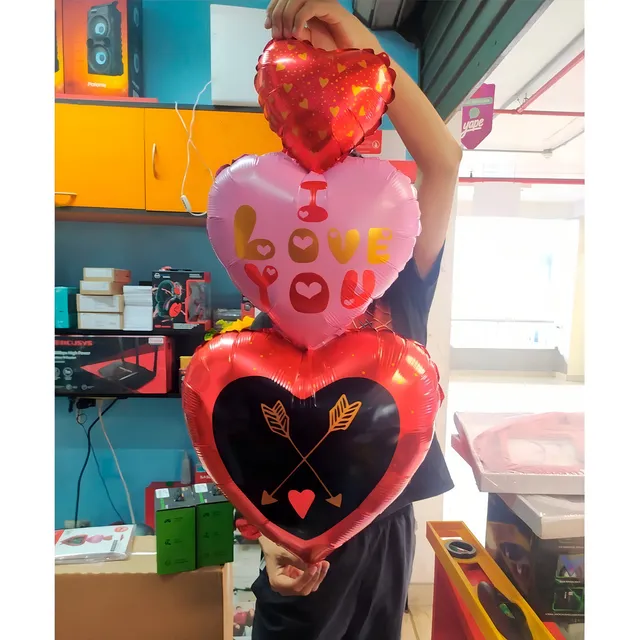Globo San Valentin Frase I Love You 3 Globos En 1 Desinflado
