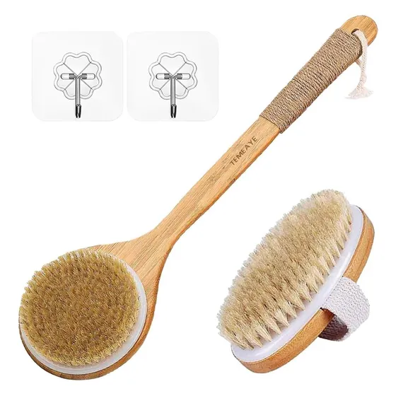 Set Exfoliante Con Cepillo Corporal De Madera