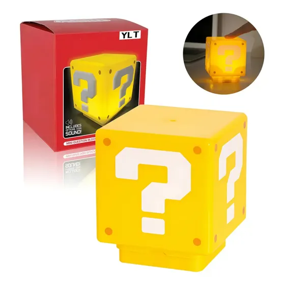 Luminária Mesa Super Mario Abajur Bloco Game Sem Fio Com Som
