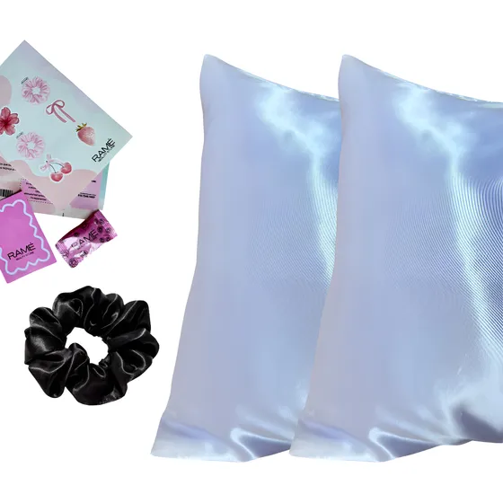 Fundas De Saten Con Solapa X 2 Unid Y Scrunchie Regalo 70x50